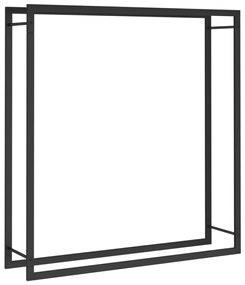 fekete acél tűzifatároló állvány 110x28x116 cm