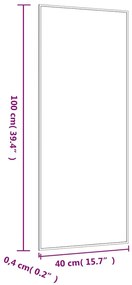 téglalap alakú üveg falitükör 40 x 100 cm