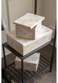 Bézs fedeles dekoratív karton tárolódoboz szett 3 db-os 31x47x15,5 cm Inge Paper Laminate – Bigso
