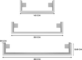 Mobi 3P fali polc (3db), fehér