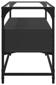 fekete szerelt fa TV-szekrény üveglappal 80 x 35 x 51 cm