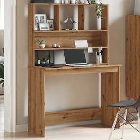 kézműves tölgy szerelt fa íróasztal polcokkal 102 x 45 x 148 cm