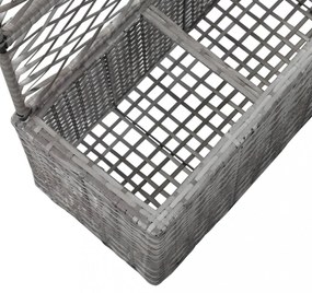 szürke rácsos polyrattan magaságyás 3 kaspóval 83 x 30 x 130 cm