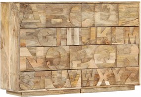 tömör mangófa ábécés szekrény 6 fiókkal 120 x 35 x 79 cm