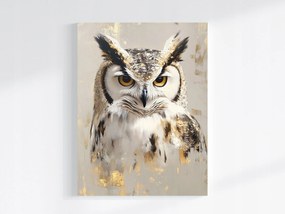 Vászonkép Canvas Portré Madár Bagoly Bölcsesség Boho Bézs Barna 75x100