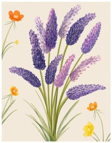 Illusztráció Purple flower, Bohonewart, (30 x 40 cm)