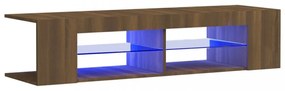 barna tölgyszínű TV-szekrény LED-világítással 135 x 39 x 30 cm