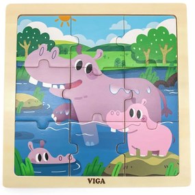 Fa képes kirakó puzzle Viga 9 db víziló