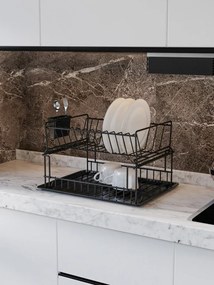 Edényszárító, csepegtető tálca, fekete, 35 x 30 cm