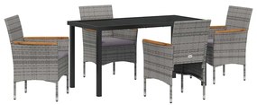 vidaXL Kert étkező szett párnával 5 pcs Szürke polirattan