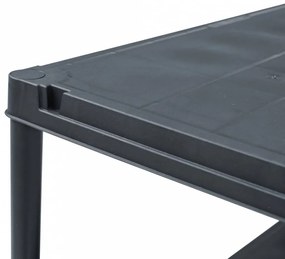 Fekete műanyag tároló polc 100 kg 60 x 30 x 138 cm