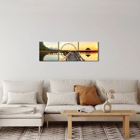 Fából készült móló képe (órával) (90x30 cm)