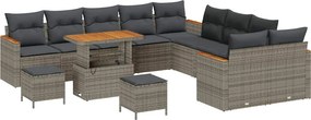vidaXL Kerti Kanapé Szett párnával 13 pcs Szürke polirattan
