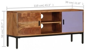 mézbarna és szürke tömör akácfa TV-szekrény 110 x 30 x 50 cm