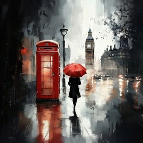 Vászonkép Canvas Város London Séta Eső Nő Esernyő 80x80