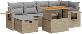 vidaXL 8 részes bézs polyrattan akácfa kerti ülőgarnitúra párnával