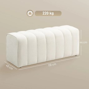 HOMCOM Modern hálószobai pad, kárpitozott pad fa vázzal, teherbírás akár 220 kg, lábtartó, krémfehér