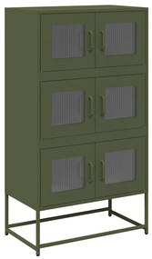Highboard olívazöld 68x39x123 cm Acél