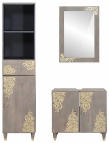 Fürdőszoba bútor szett fiókkal 3 pcs Szürke 62 x 33 x 58 cm