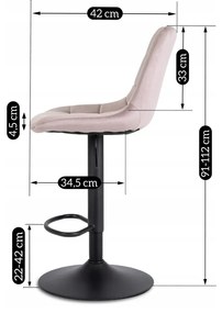 Bárszék Arcos2 velvet rózsaszín
