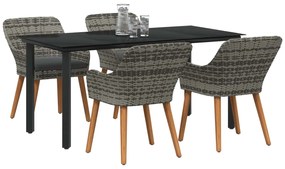 vidaXL Kert étkező szett párnával 5 pcs Szürke polirattan