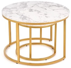 PACILA dohányzóasztal szett (2 db), márvány dekor/arany