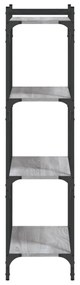 4 szintes szürke sonoma szerelt fa könyvespolc 60 x 30 x 120 cm