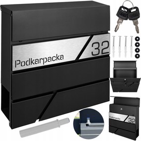 Fekete Modern Postaláda Gravírozással