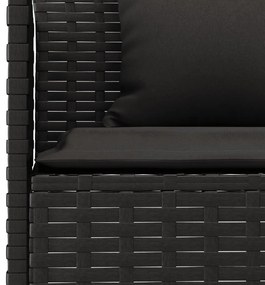 vidaXL 2 részes fekete polyrattan kerti étkezőgarnitúra párnával