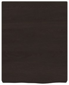 sötétbarna kezelt tömör tölgyfa fali polc 40x50x(2-6) cm