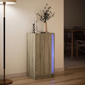 sonoma tölgy szerelt fa tálalószekrény LED-del 42,5x34x85 cm