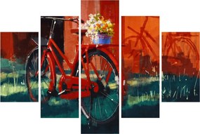 Piros kerék képe, akril festés (150x105 cm)