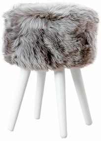 White ülőke szürke szőrme ülőrésszel ⌀ 30 cm - Native Natural