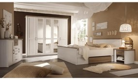 Hálószoba bútor készlet (ágy, 2 éjjeliszekrény, szekrény), pínia fehér/ tölgy sonoma trufla, LUMERA