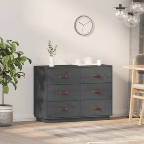 szürke tömör fenyőfa tálalószekrény 100 x 40 x 75 cm
