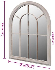 rusztikus íves kerti tükör kültéri/beltéri használatra 69x89cm
