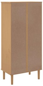 SENJA barna rattanhatású tömör fenyő könyvszekrény 60x35x130 cm