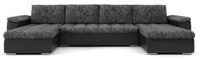 VEGAS 320/160 U alakú kinyitható kanapé Sötétszürke / fekete ökobőr