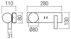 Redo 01-4663 - NORMA LED fali lámpa LED/5W/230V + LED/3W CRI 90 USB fekete