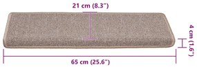 30 db világosbarna lépcsőszőnyeg 65x21x4 cm