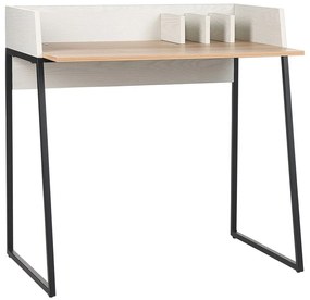 Világosbarna és fehér íróasztal 90 x 60 cm ANAH Beliani