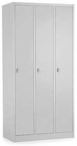 Fém szekrény - 3 szakasz, 90 x 50 x 180 cm, csavaros zár, szürke - ral 7035