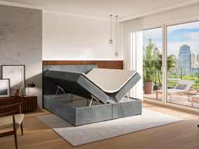 Franciaágy Boxspring 180 cm Lemmy (beton) (matraccal és tárolóhellyel). 1043396