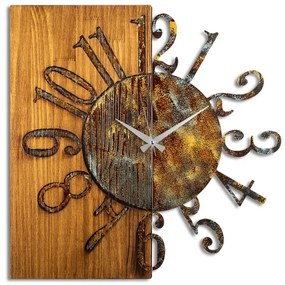 Fali óra 58x58 cm, 1xAA, fa/fém kivitel