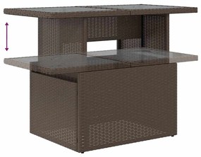 10 részes barna polyrattan akácfa kerti ülőgarnitúra párnákkal