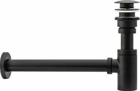 Rea Black Matt univerzális mosdószifon click-clack leeresztő szeleppel