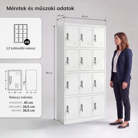 Fehér munkavédelmi öltözőszekrény: MARCIN, 900 x 1850 x 400 mm