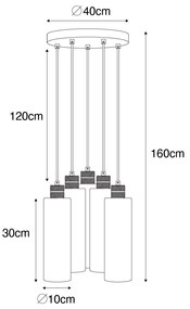 Modern függőlámpa fekete füstüveggel 5 lámpás - Stavelot