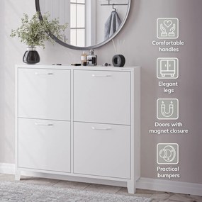 SHIRLEY fém cipősszekrény, 960 x 900 x 170 mm, fehér