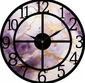 Falióra Nappali dekoráció Lila márvány díszítéssel, arany